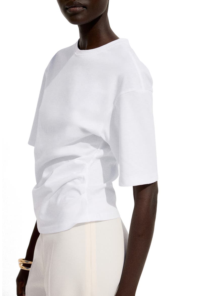 Ruched Side Cotton T-Shirt, Main, color, WHITE