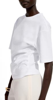 MANGO Ruched Side Cotton T-Shirt