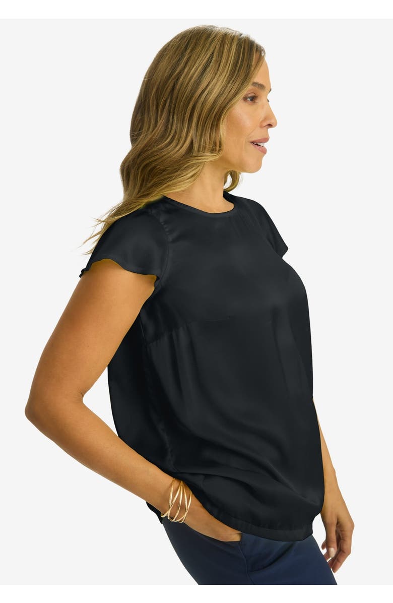 Jessica London Satin Blouse, Alternate, color, Black