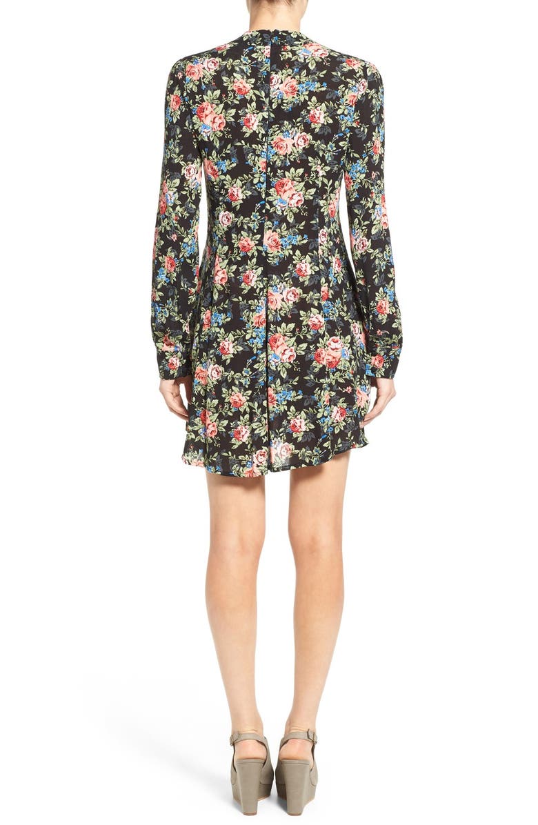 Mimi Chica Floral Print Mock Neck Fit & Flare Dress, Alternate, color, 