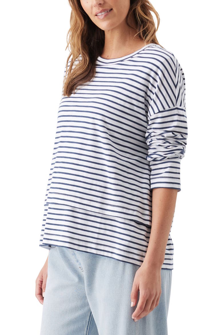Claudette L/S Nursing Top, Alternate, color, White / Ink