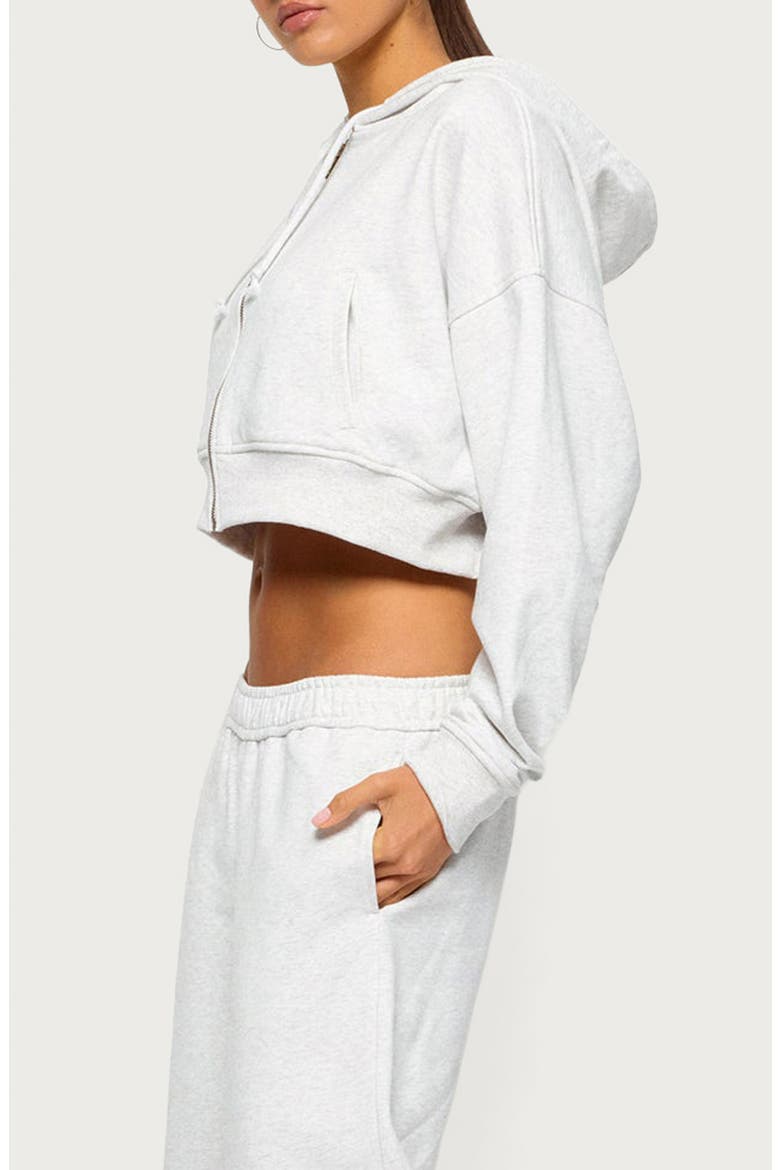 Byrdi Crop Zip-Up Hoodie, Alternate, color, GRAY-MELANGE