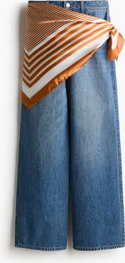 H&M Straight High Waist Scarf-detail Jeans