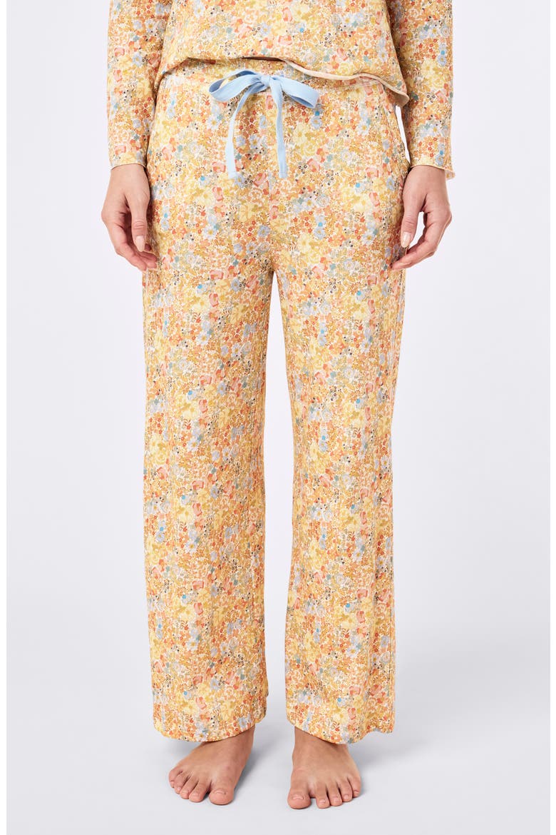 Carly Floral Print Organic Cotton Pajamas, Alternate, color, HONEY YELLOW