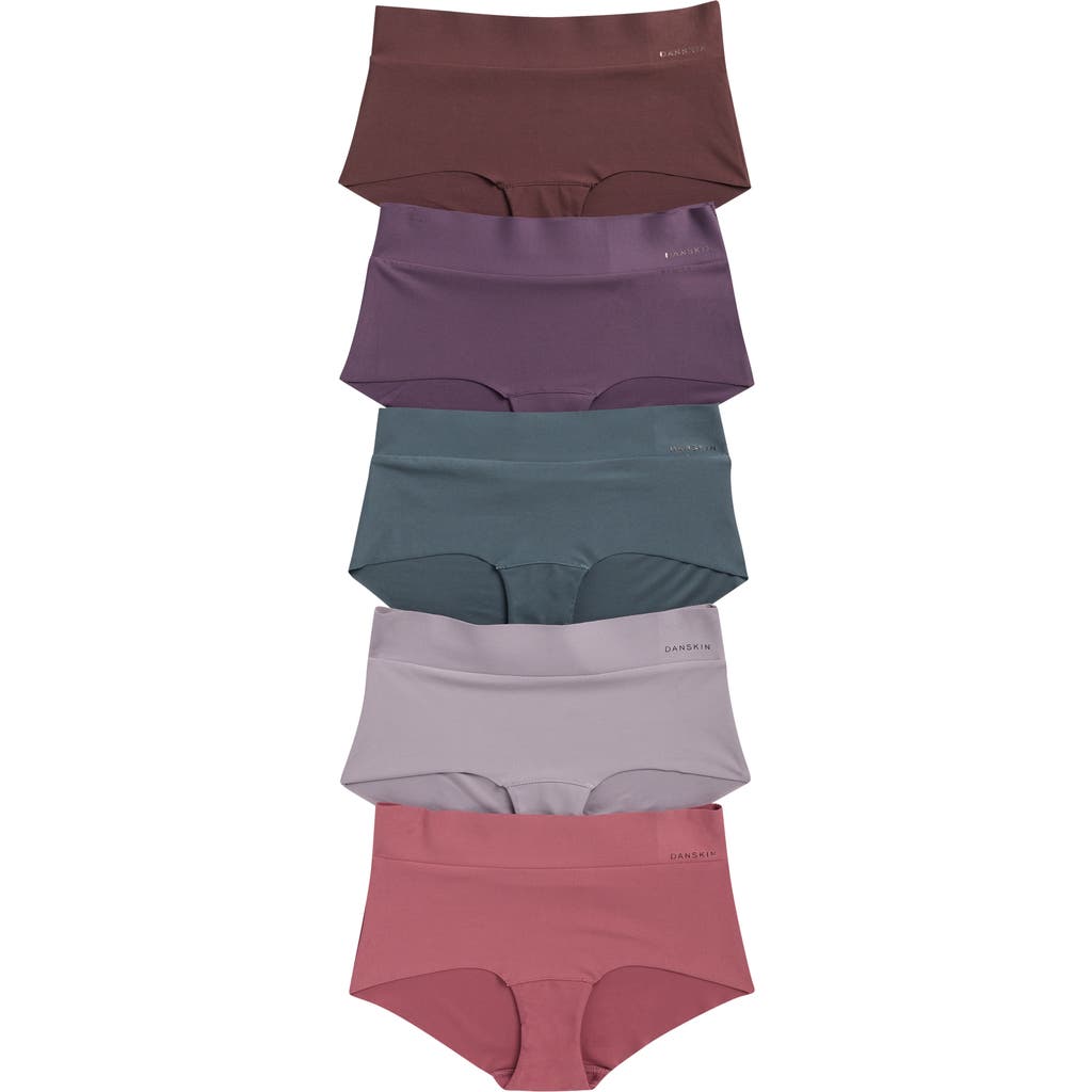 Danskin Assorted 5-pack Brushed Microfiber Hipster Briefs In Blue