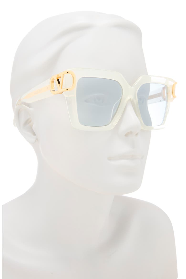 50mm Polarized Square Sunglasses, Alternate, color, IVORY IVORY GREY