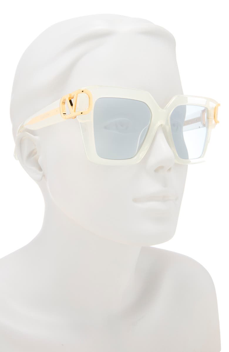 Valentino 50mm Polarized Square Sunglasses, Alternate, color, Ivory Ivory Grey