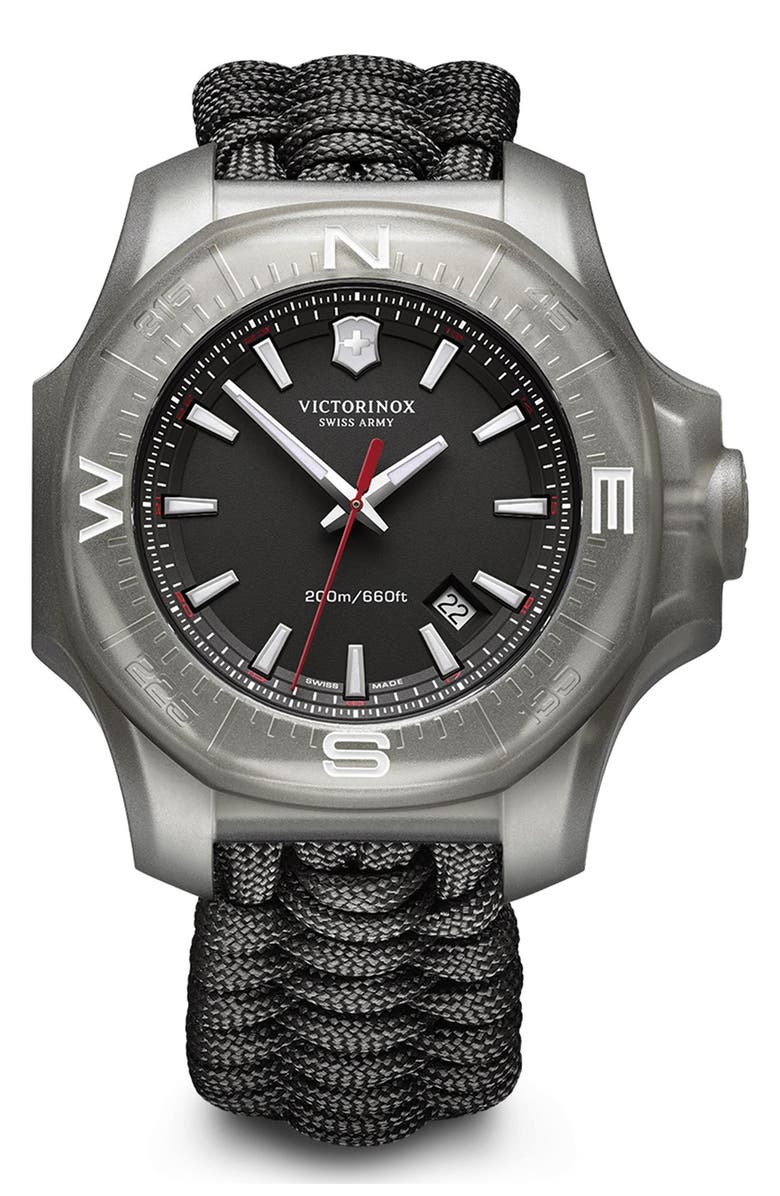 Victorinox Swiss Army<sup>®</sup> 'I.N.O.X.' Paracord Strap Watch, 43mm, Alternate, color, 