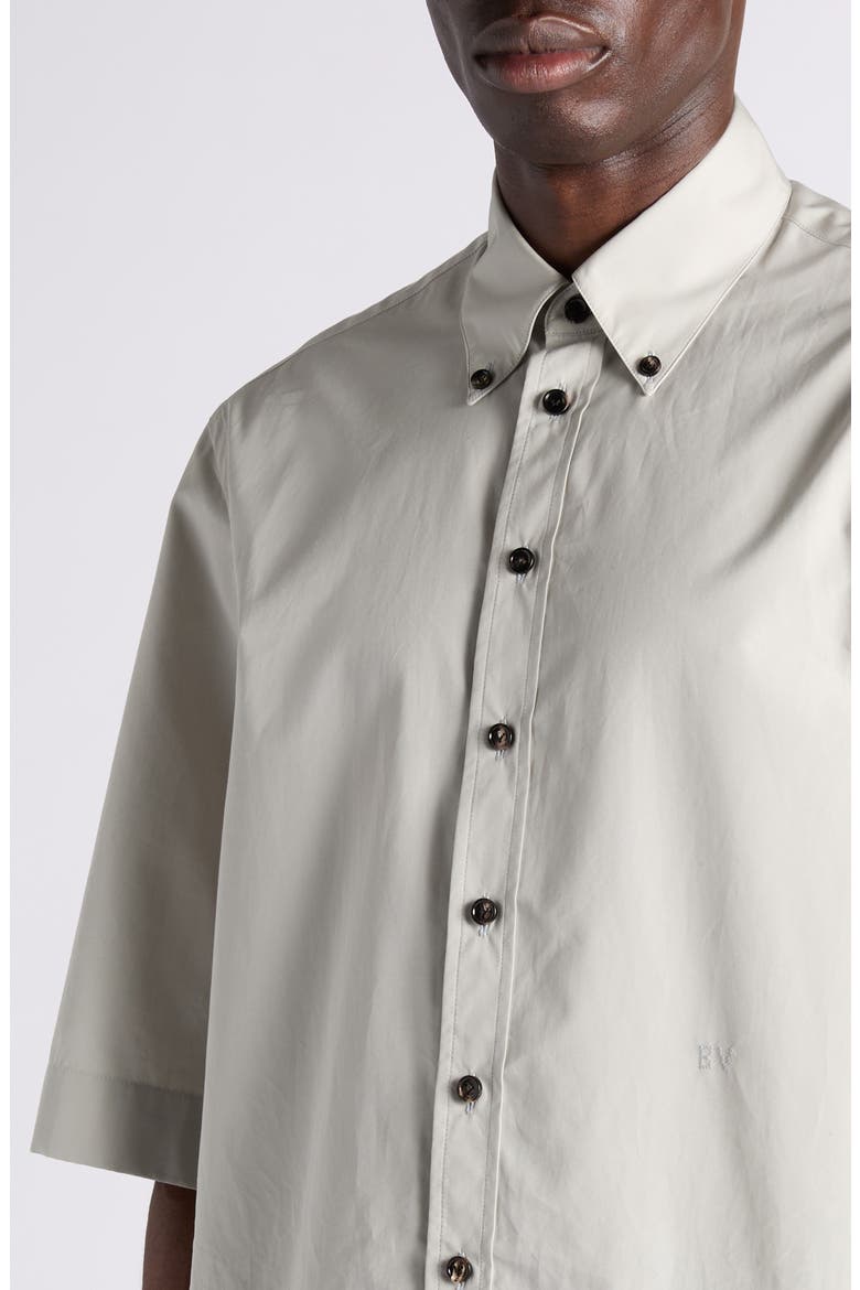 Relaxed Fit Short Sleeve Cotton Poplin Button-Down Shirt, Alternate, color, 1427 PEARL GREY