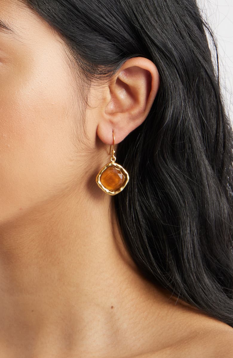 Karine Sultan Mocha Stone Drop Earrings, Alternate, color, Gold