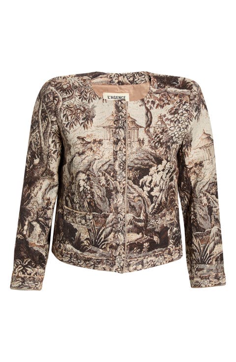 Lian Collarless Crop Cotton Blend Jacket