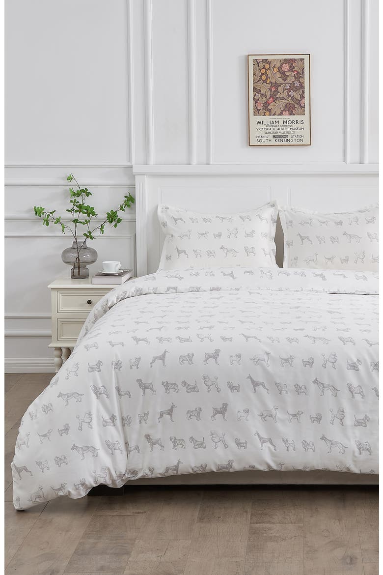 Dog 400 Thread Count Cotton Duvet Set, Alternate, color, GREY