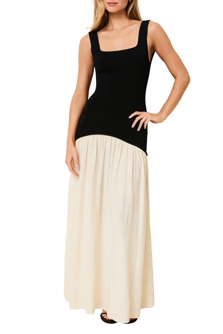 The Camila Two-Tone Dress, Main, color, NOIR X BRULE