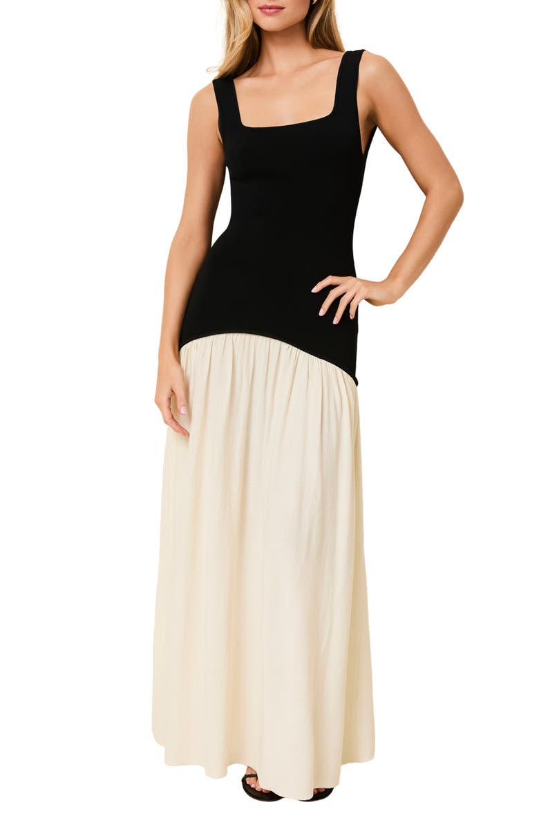 Solid & Striped The Camila Two-Tone Dress, Main, color, Noir X Brule