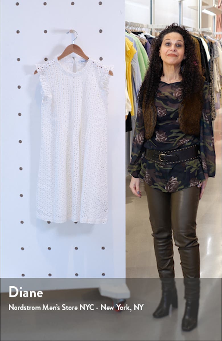 Eyelet Ruffle Sleeve Pintuck Minidress, sales video thumbnail