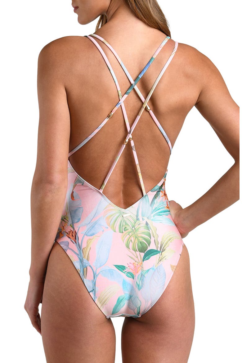 Colorful Palm Breana One-Piece Swimsuit, Alternate, color, PINK MULTI
