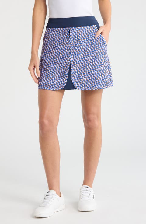 Optical Print Colorblock Golf Skort