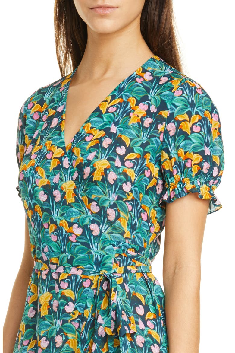 Emilia Floral Short Sleeve Wrap Dress, Alternate, color, JARDIN ECLIPSE