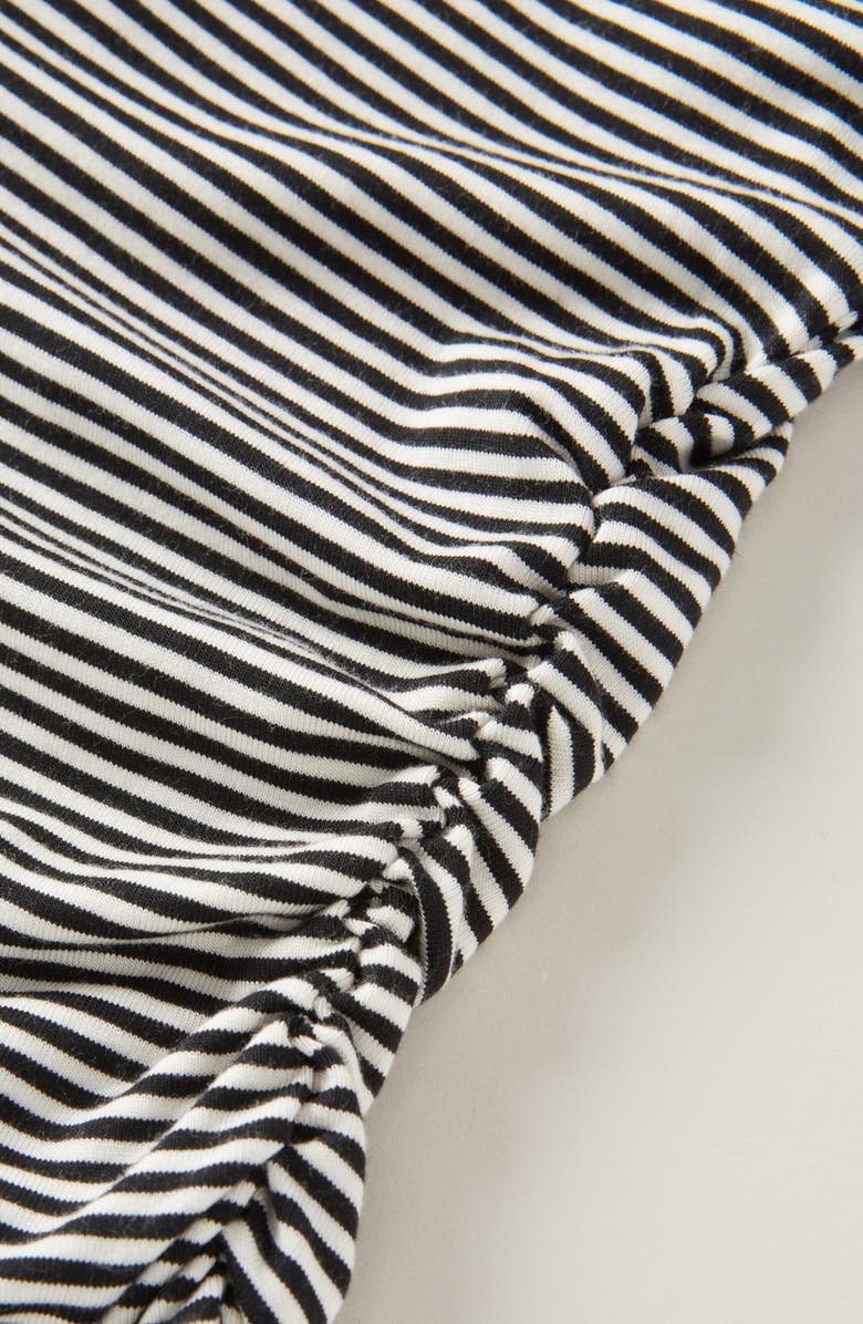 Nordstrom Kids' Ruched Knit Dress, Alternate, color, Black- Ivory Micro Stripe