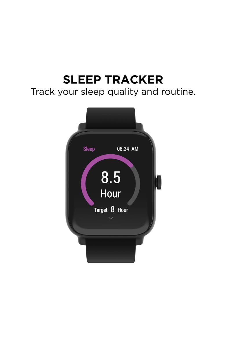 24/7 EVO Rectangle Smartwatch, 43mm, Alternate, color, BLACK CASE BLACK/ BLACK