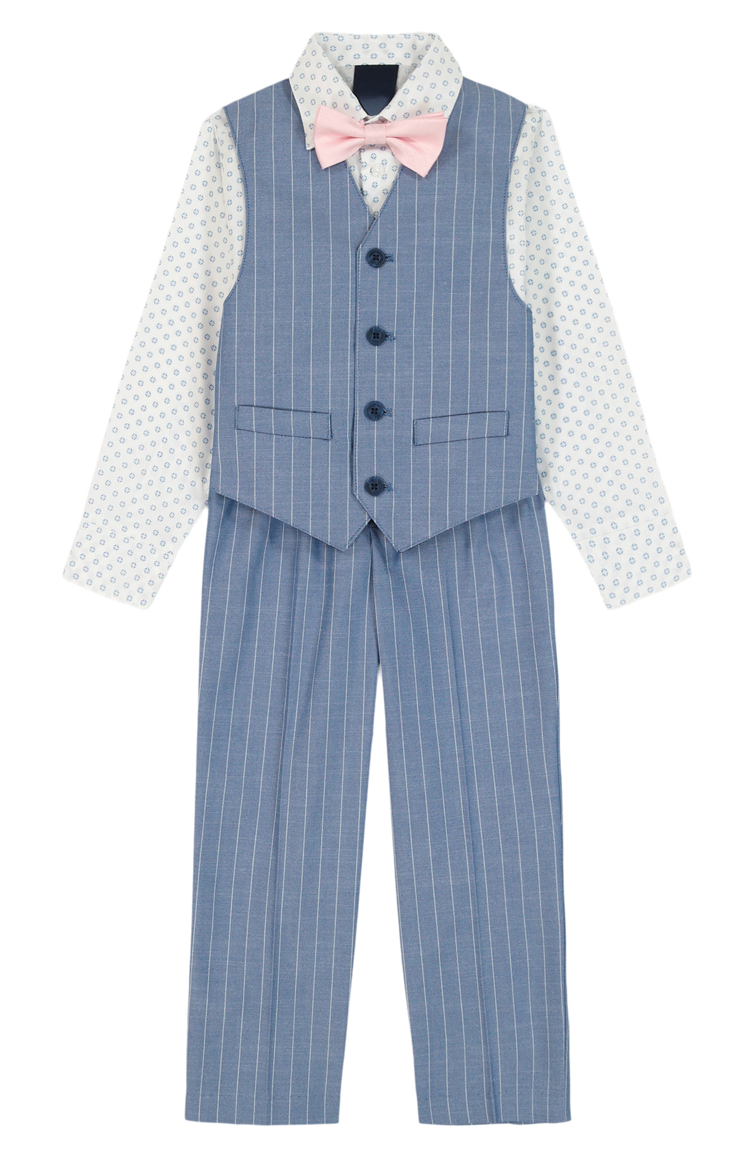 Nautica Kids' Stripe Twill Vest, Shirt, Bow Tie & Pants Set