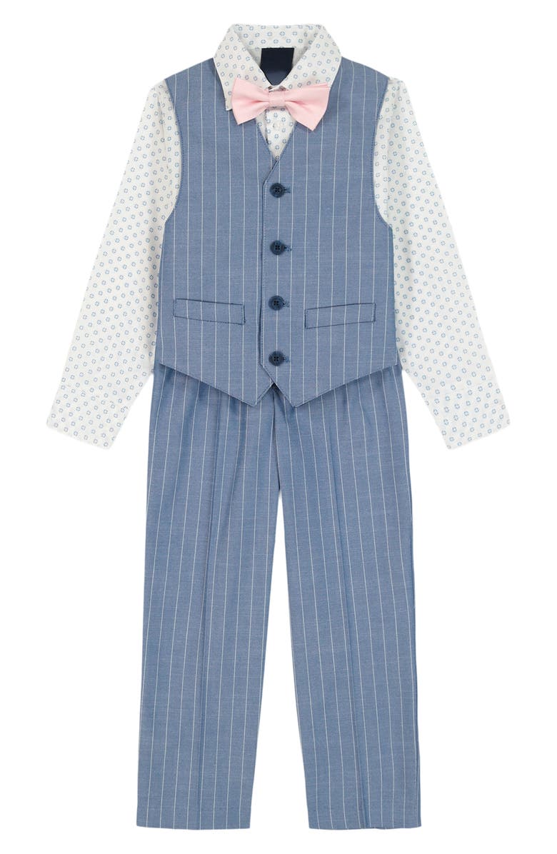 Nautica Kids' Stripe Twill Vest, Shirt, Bow Tie & Pants Set, Main, color, Blue