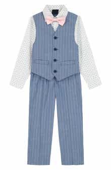 Nautica Kids' Stripe Twill Vest, Shirt, Bow Tie & Pants Set
