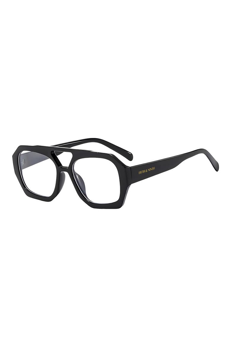 Sutton 57mm Aviator Blue Light Blocking Glasses, Alternate, color, BLACK/ CLEAR