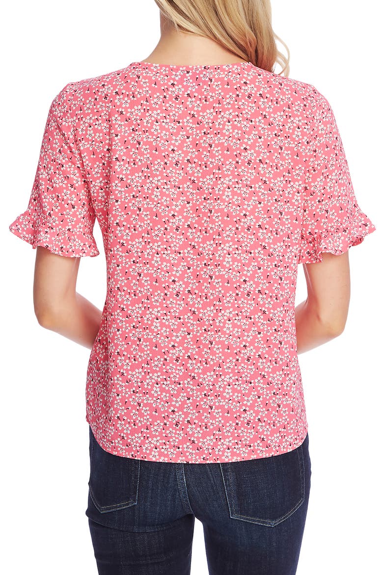 Sakura Delight Floral Ruffle Sleeve Blouse, Alternate, color, PINK FLAMINGO
