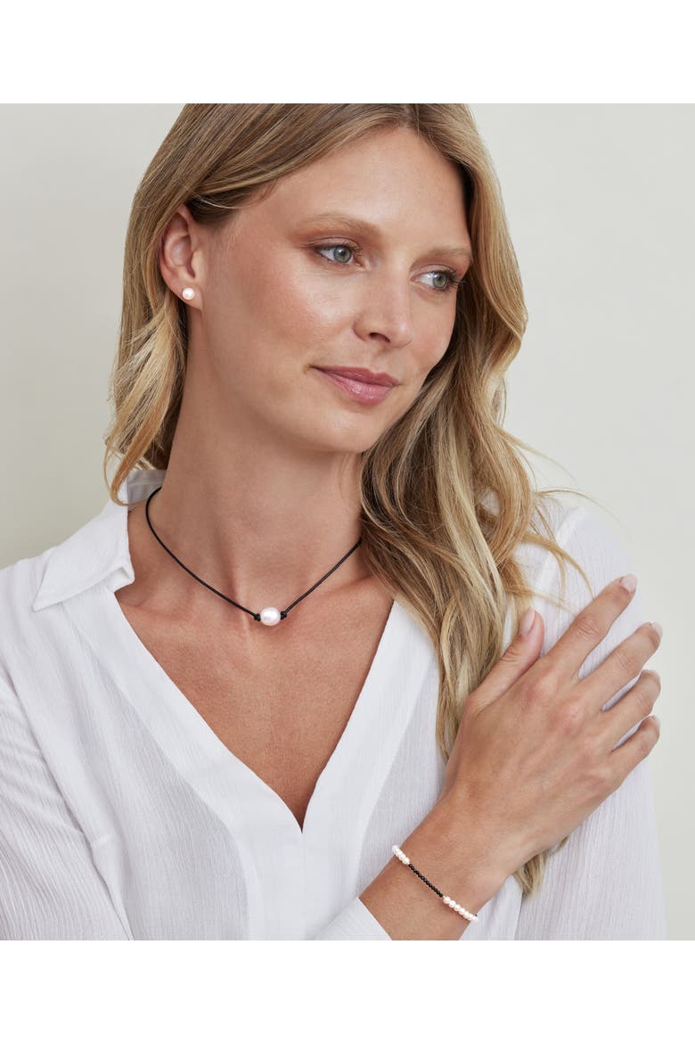 White South Sea Baroque Pearl Leather Necklace, Alternate, color, White Pearl