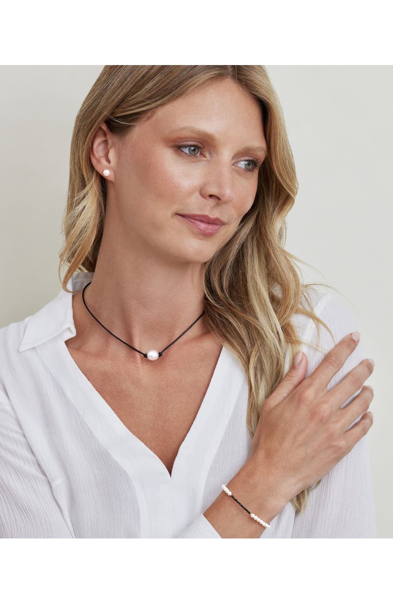 The Pearl Source White South Sea Baroque Pearl Leather Necklace, Alternate, color, White Pearl