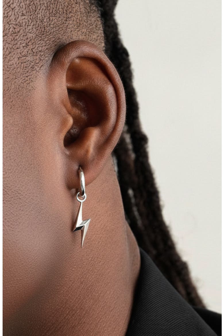 Lightning Single Hoop in Silver, Alternate, color, Silver