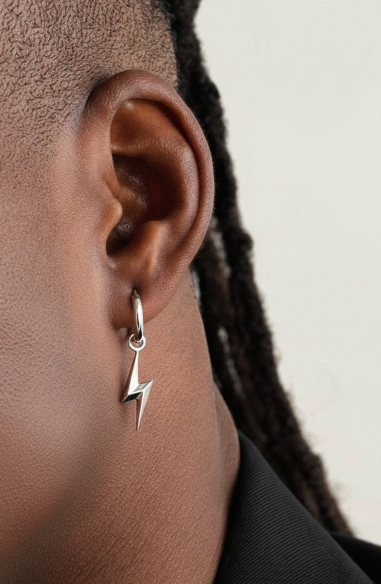 YOJ Lightning Single Hoop in Silver, Alternate, color, Silver