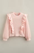 Nordstrom Kids' Ruffle Cotton Pointelle Sweater