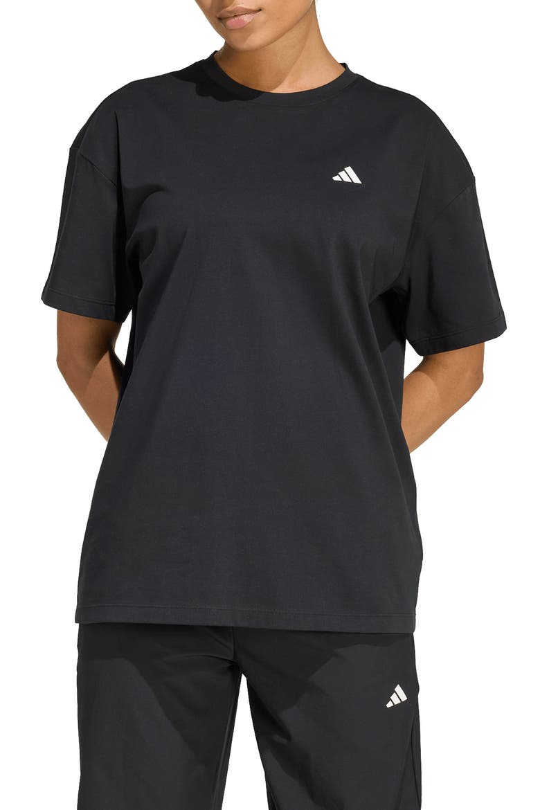 Power Essentials Workout Oversize T-Shirt, Main, color, BLACK