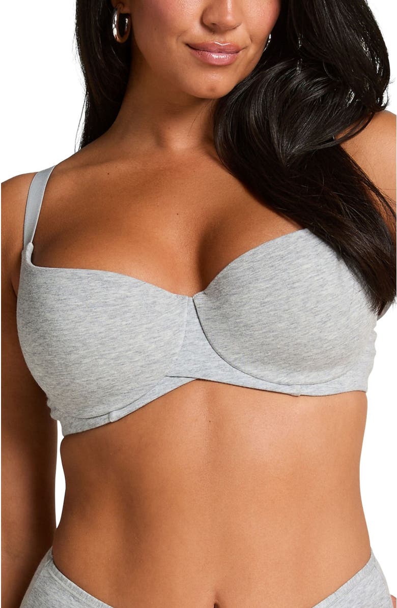 Hunkemöller Cotton Padded Underwired Bra, Main, color, Grey