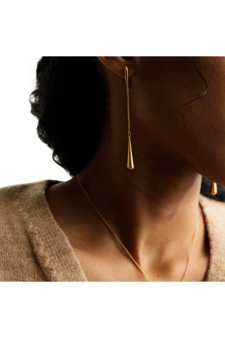 Teardrop Dangle Chain Earrings, Alternate, color, Gold