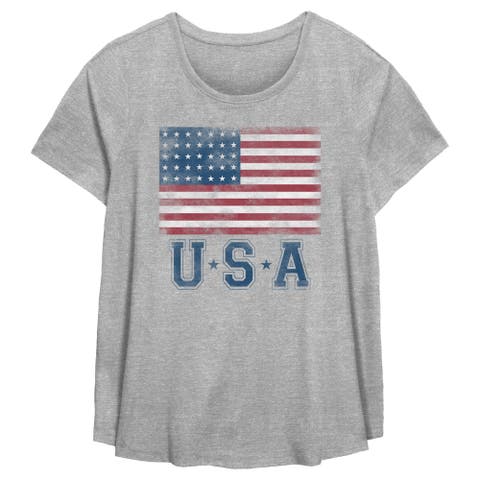 Women's Lost Gods Fourth of July Vintage American Flag  Graphic T-Shirt