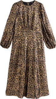NEXT Metallic Animal Print Long Sleeve Maxi Dress