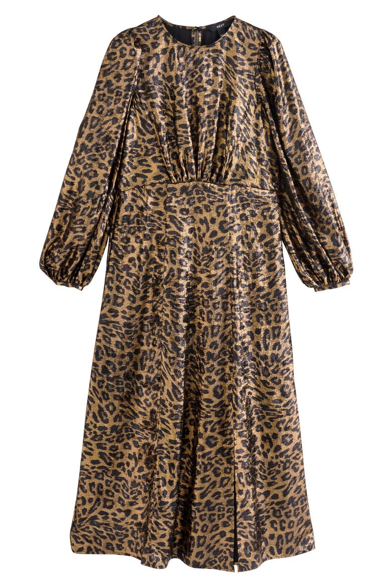 metallic animal print dress Metallic Leopard Printed Sleeveless Maxi Dress Golden Leopard Large