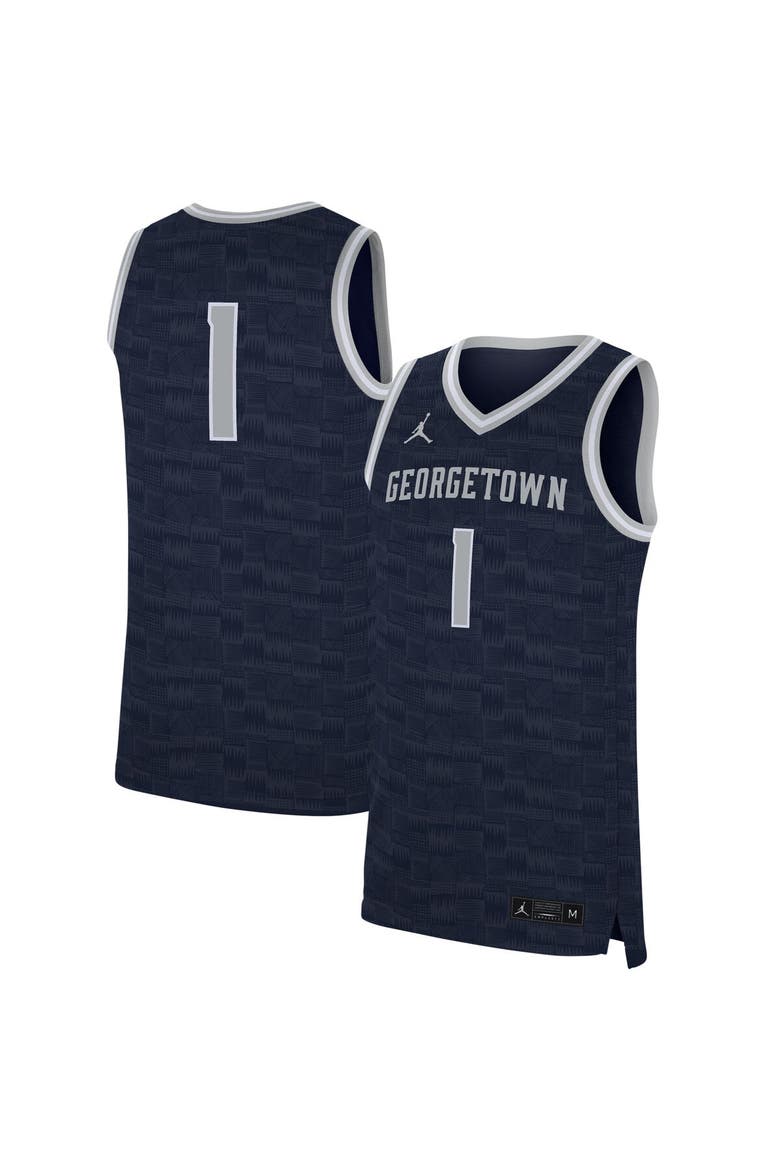 Men's Nike #1 Navy Georgetown Hoyas Replica Jersey, Main, color, Navy