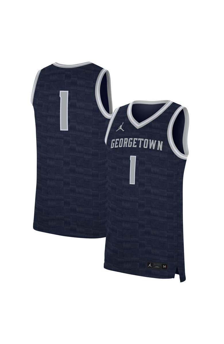 Nike Men's Nike #1 Navy Georgetown Hoyas Replica Jersey, Main, color, Navy