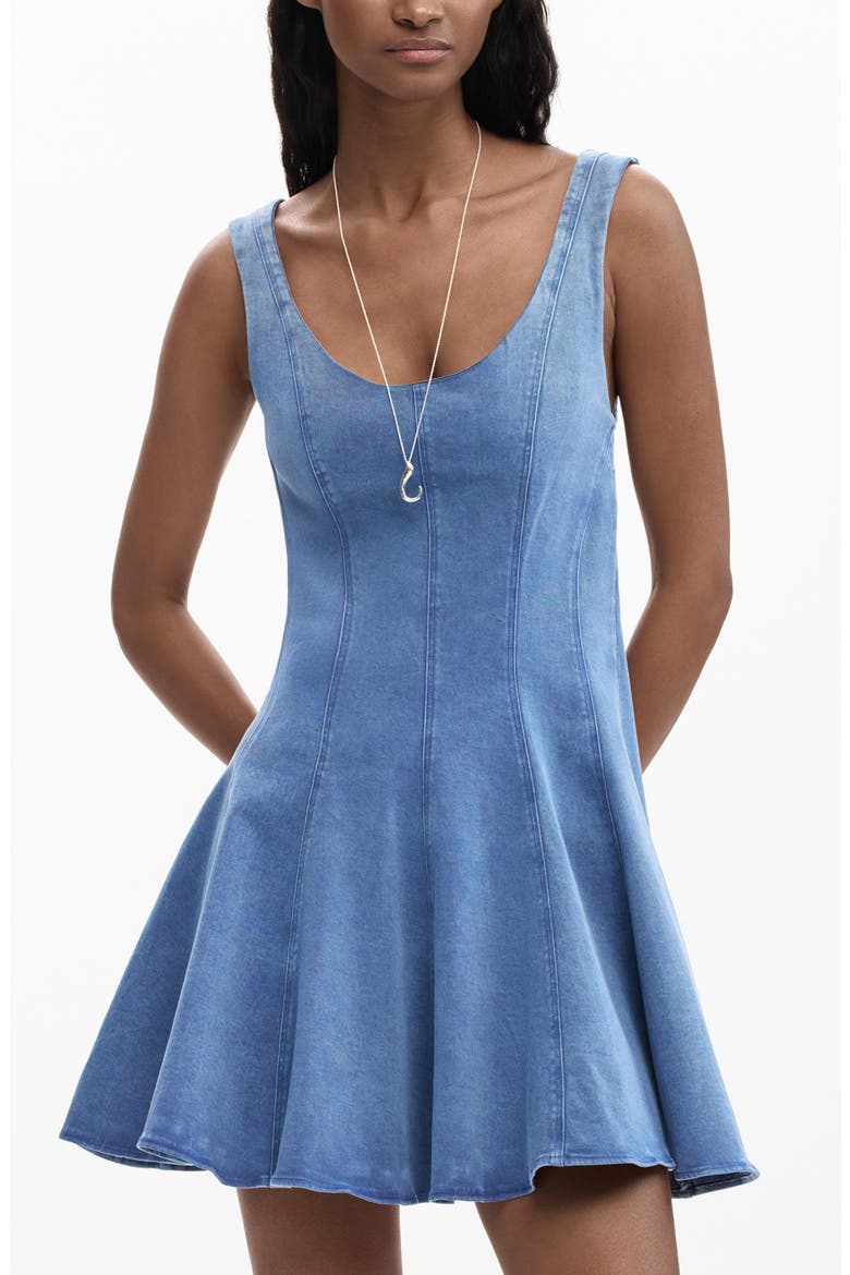 Sleeveless Denim Midi Dress, Alternate, color, BLUE