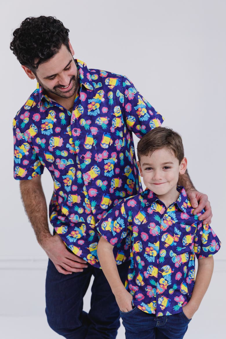 Hawaiian Short Sleeve Button Down Shirt, Alternate, color, Navy Tropical Palm