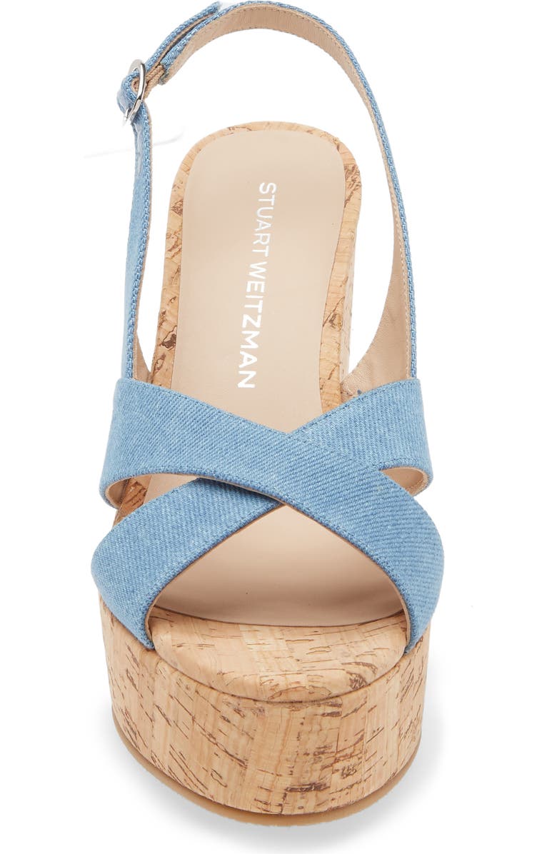 Stuart Weitzman Dayna Slingback Platform Wedge Sandal, Alternate, color, Washed Vintage Denim