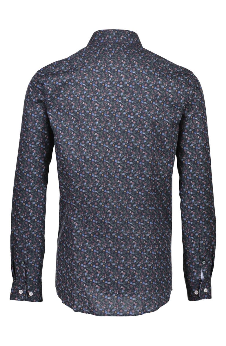 LINDBERGH Floral Modern Fit Twill Shirt, Alternate, color, Dark Blue