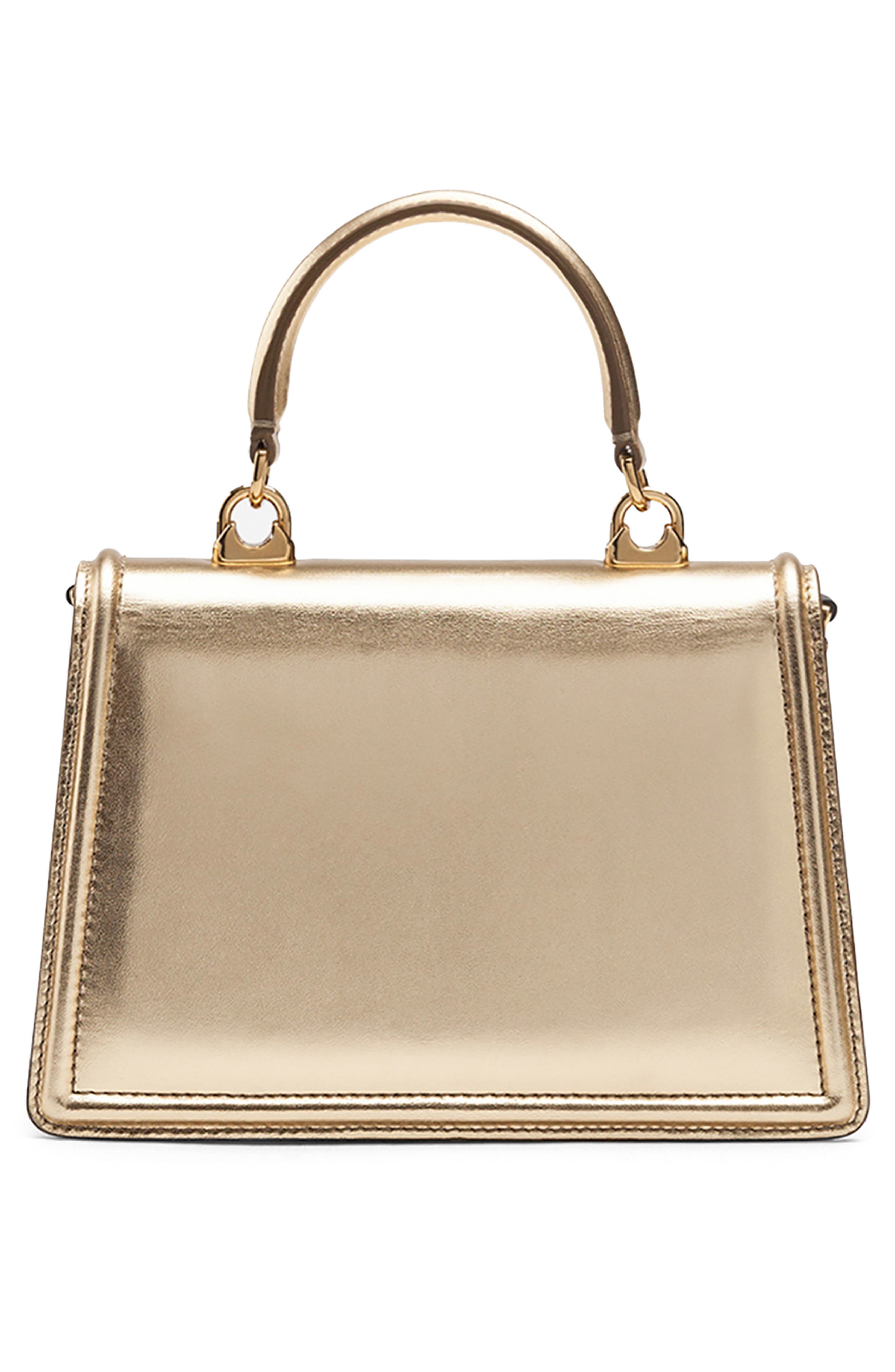 Mini Devotion Laminated Leather Top Handle Bag, Alternate, color, 87503 GOLD