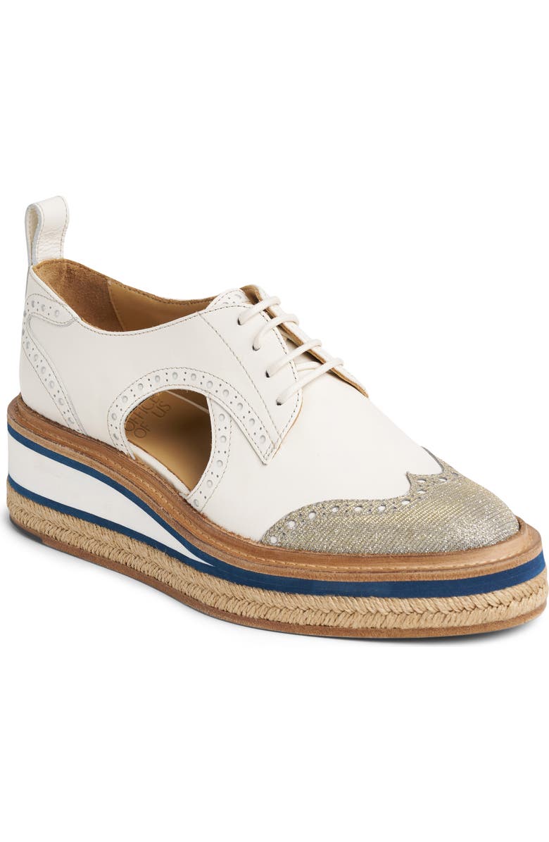 THE OFFICE OF US Ms. Sherman Leather Derby, Main, color, White Metallic
