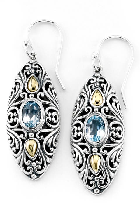 Two-Tone Marquis Drop Earrings