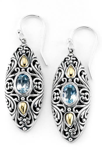 Samuel B. Two-tone Marquis Drop Earrings In Blue